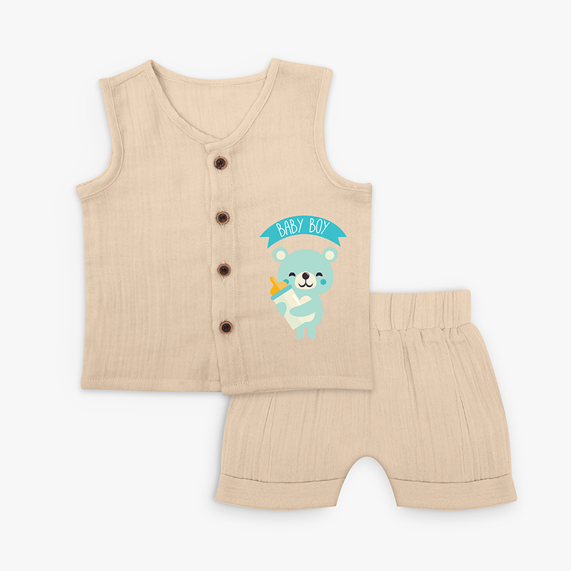 Baby Boy - Cute Newborn Jabla Set - CREAM - 0 - 3 Months Old (Chest 9.8")