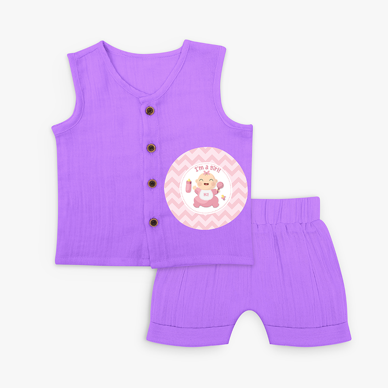 Hi! I'm a Girl - Newborn Jabla Set - PURPLE - 0 - 3 Months Old (Chest 9.8")