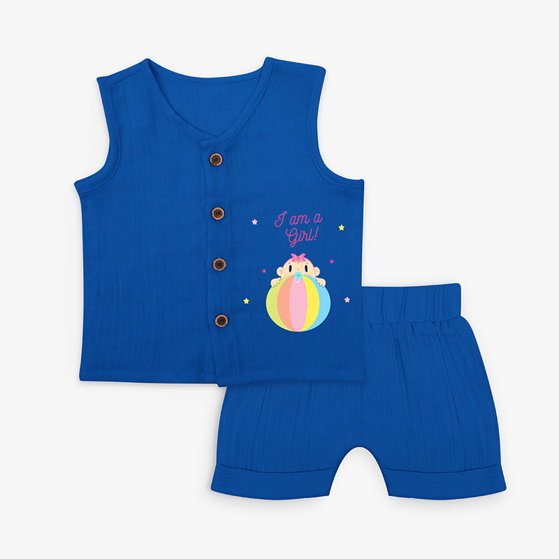 I am a Girl - Newborn Jabla Set - MIDNIGHT BLUE - 0 - 3 Months Old (Chest 9.8")