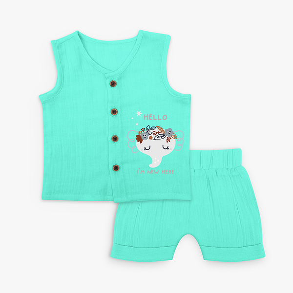 Hello New Here Floral Baby Jabla Set - AQUA GREEN - 0 - 3 Months Old (Chest 9.8")