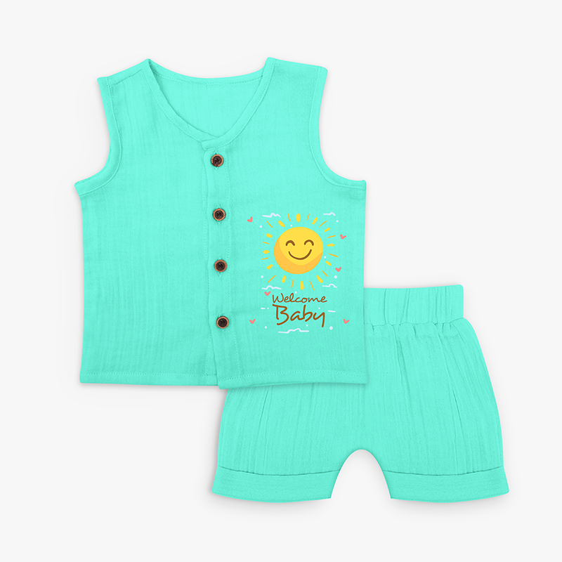 Welcome Baby Sunburst - Cute Newborn Jabla Set - AQUA GREEN - 0 - 3 Months Old (Chest 9.8")