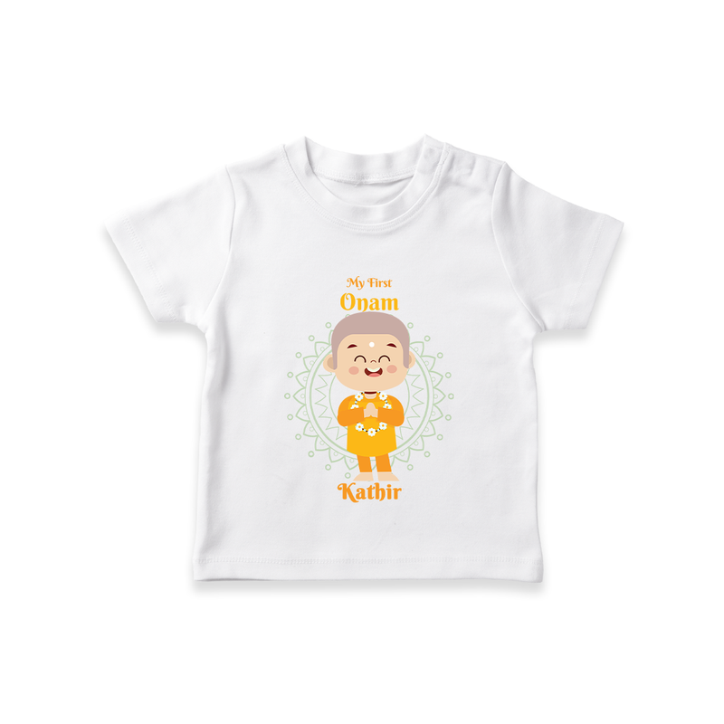 My First Onam - Customized TShirt For boys - WHITE - 0-5 Months Old (Chest 17")