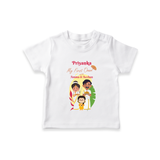 My First Onam With Amma & Acchan - Customized TShirt For Girls - WHITE - 0-5 Months Old (Chest 17")