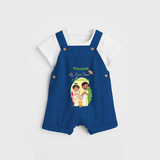 My First Onam With Amma & Acchan  - Customized Dungaree Set For boys - COBALT BLUE - 0 - 5 Months Old (Chest 17")