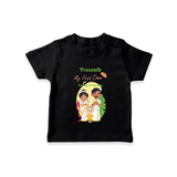 My First Onam With Amma & Acchan  - Customized TShirt For boys - BLACK - 0-5 Months Old (Chest 17")