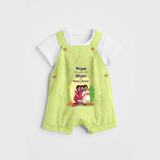 It's My First Onam With Amma & Acchan - Customized Dungaree Set For kids - PASTEL GREEN - 0 - 5 Months Old (Chest 17")