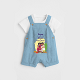 It's My First Onam With Amma & Acchan - Customized Dungaree Set For kids - SKY BLUE - 0 - 5 Months Old (Chest 17")