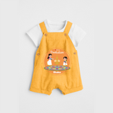 I Love Pookolam - Customized Dungaree Set For Girls - PASTEL YELLOW - 0 - 5 Months Old (Chest 17")