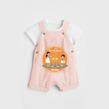 I Love Pookolam - Customized Dungaree Set For Girls - PEACH - 0 - 5 Months Old (Chest 17")