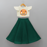 I Love Pookolam - Customized Crop Top And Skirt For Girls - BOTTLE GREEN - 6 - 9 Months Old (Chest 20" , Frock Waist 20")