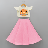 I Love Pookolam - Customized Crop Top And Skirt For Girls - PINK - 6 - 9 Months Old (Chest 20" , Frock Waist 20")