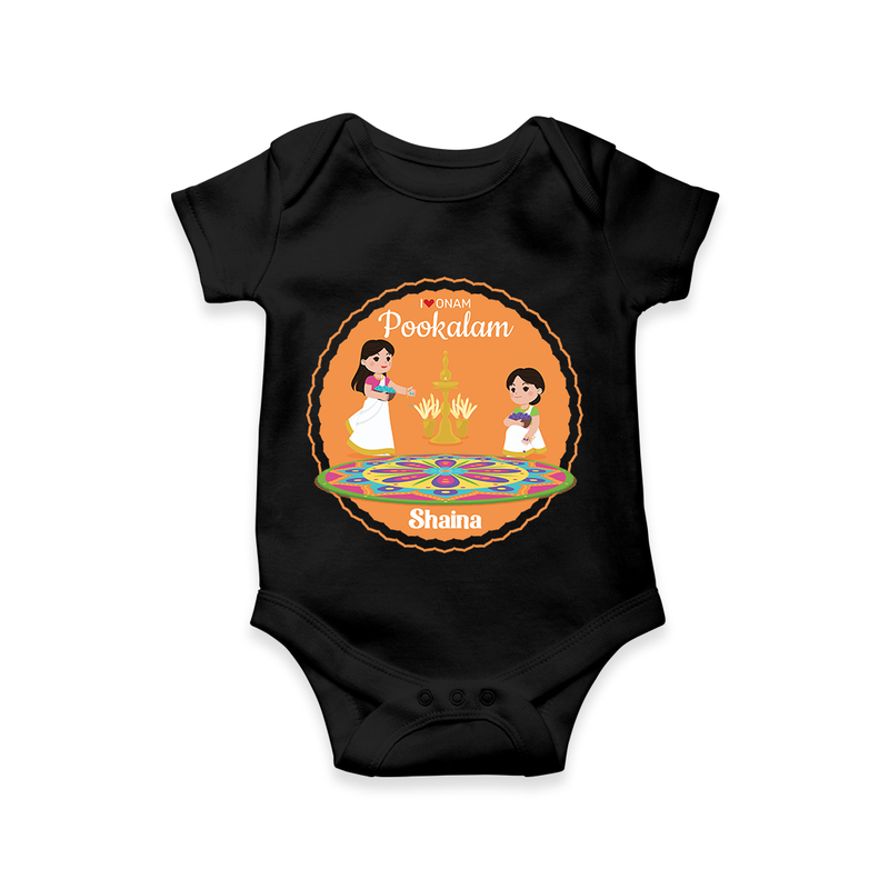 I Love Pookolam - Customized Romper For Girls - BLACK - 0 - 3 Months Old (Chest 16")