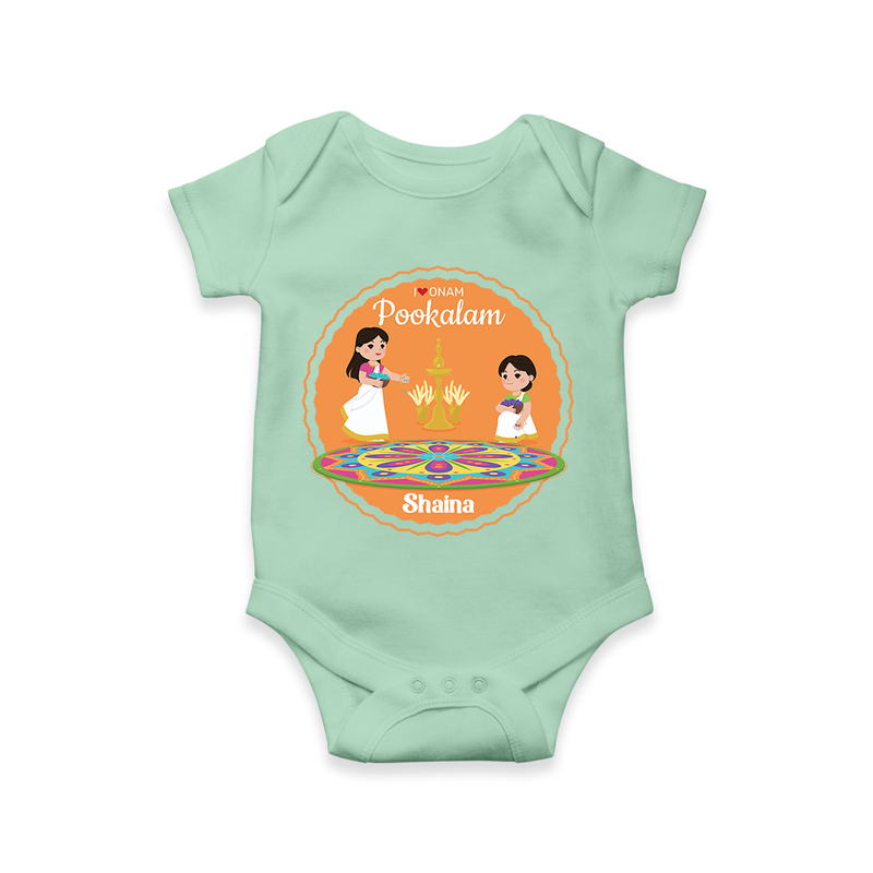 I Love Pookolam - Customized Romper For Girls - MINT GREEN - 0 - 3 Months Old (Chest 16")