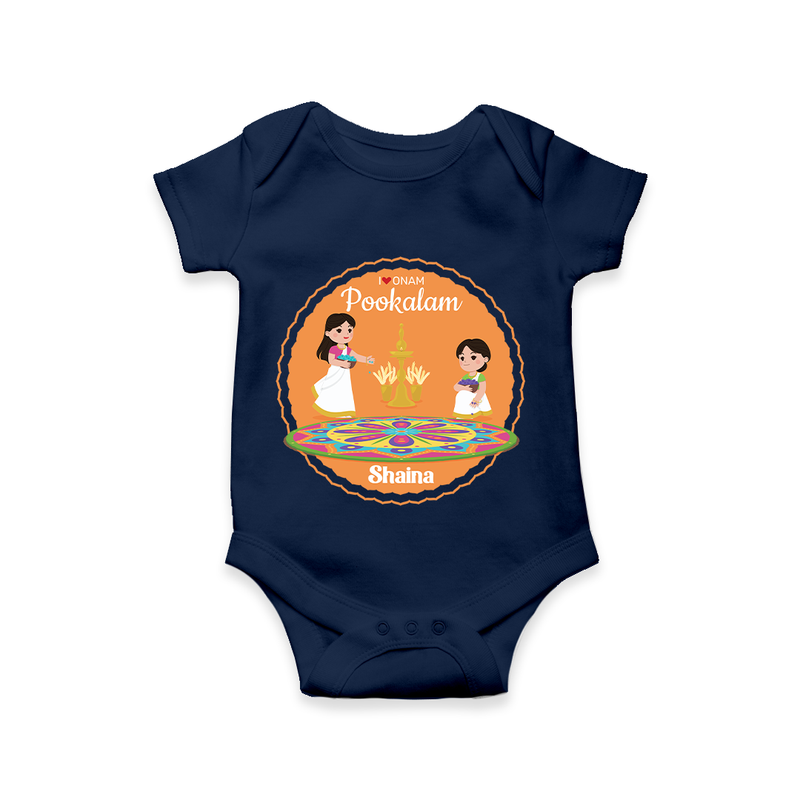 I Love Pookolam - Customized Romper For Girls - NAVY BLUE - 0 - 3 Months Old (Chest 16")