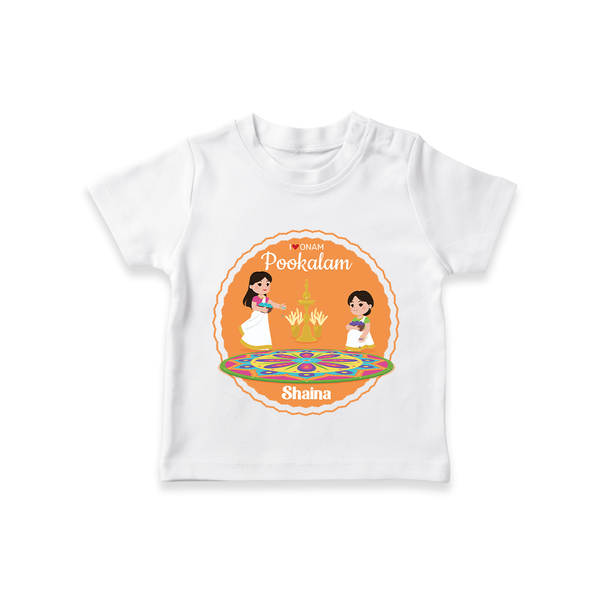 I Love Pookolam - Customized TShirt For Girls - WHITE - 0-5 Months Old (Chest 17")