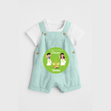 Dancing My Way Towards Onam - Customized Dungaree Set For Girls - ARCTIC BLUE - 0 - 5 Months Old (Chest 17")