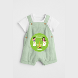 Dancing My Way Towards Onam - Customized Dungaree Set For Girls - MINT GREEN - 0 - 5 Months Old (Chest 17")