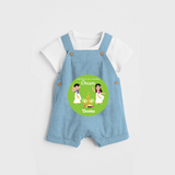 Dancing My Way Towards Onam - Customized Dungaree Set For Girls - SKY BLUE - 0 - 5 Months Old (Chest 17")