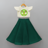 Dancing My Way Towards Onam - Customized Crop Top And Skirt For Girls - BOTTLE GREEN - 6 - 9 Months Old (Chest 20" , Frock Waist 20")