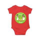 Dancing My Way Towards Onam - Customized Romper For Girls - RED - 0 - 3 Months Old (Chest 16")