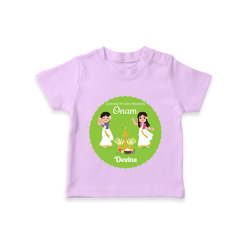 Dancing My Way Towards Onam - Customized TShirt For Girls - LILAC - 0-5 Months Old (Chest 17")