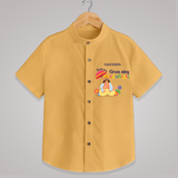 Hail The Great King Mahabali - Customized Shirt For Kids - PASTEL YELLOW - 0 - 6 Months Old (Chest 23")