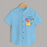 Hail The Great King Mahabali - Customized Shirt For Kids - SKY BLUE - 0 - 6 Months Old (Chest 23")