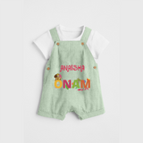 Onam - Customized Dungaree Set For Kids - MINT GREEN - 0 - 5 Months Old (Chest 17")