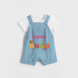 Onam - Customized Dungaree Set For Kids - SKY BLUE - 0 - 5 Months Old (Chest 17")