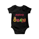 Onam - Customized Romper For Kids - BLACK - 0 - 3 Months Old (Chest 16")