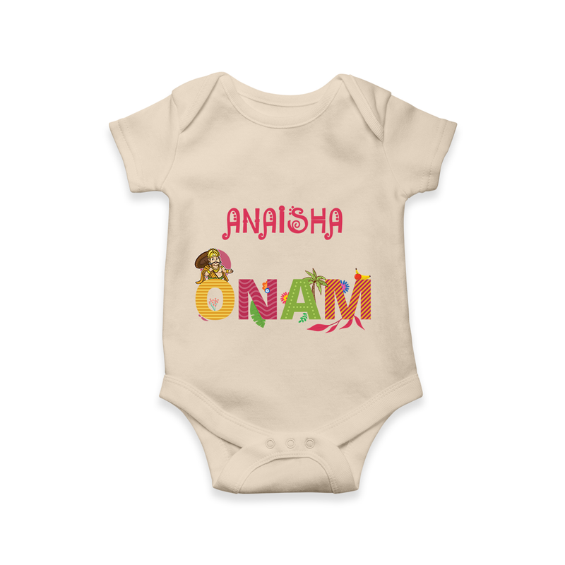 Onam - Customized Romper For Kids - IVORY - 0 - 3 Months Old (Chest 16")