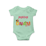 Onam - Customized Romper For Kids - MINT GREEN - 0 - 3 Months Old (Chest 16")