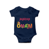 Onam - Customized Romper For Kids - NAVY BLUE - 0 - 3 Months Old (Chest 16")