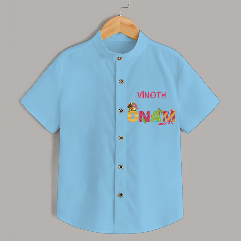 Onam - Customized Shirt For Kids - SKY BLUE - 0 - 6 Months Old (Chest 23")