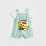 My 1st Onam - Customized Dungaree Set For Kids - ARCTIC BLUE - 0 - 5 Months Old (Chest 17")