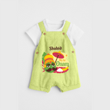 My 1st Onam - Customized Dungaree Set For Kids - PASTEL GREEN - 0 - 5 Months Old (Chest 17")