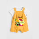 My 1st Onam - Customized Dungaree Set For Kids - PASTEL YELLOW - 0 - 5 Months Old (Chest 17")