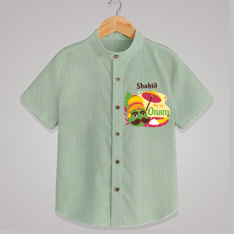 My 1st Onam - Customized Shirt For Kids - MINT GREEN - 0 - 6 Months Old (Chest 23")