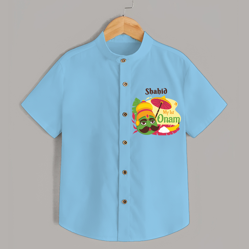 My 1st Onam - Customized Shirt For Kids - SKY BLUE - 0 - 6 Months Old (Chest 23")