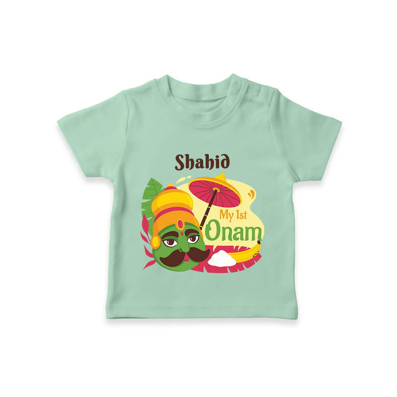 My 1st Onam - Customized TShirt For Kids - MINT GREEN - 0-5 Months Old (Chest 17")