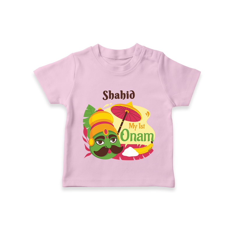 My 1st Onam - Customized TShirt For Kids - PINK - 0-5 Months Old (Chest 17")