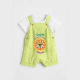 Colourful Celebration Onam - Customized Dungaree Set For Kids - PASTEL GREEN - 0 - 5 Months Old (Chest 17")