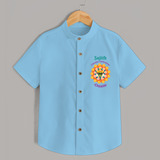 Colourful Celebration Onam - Customized Shirt For Kids - SKY BLUE - 0 - 6 Months Old (Chest 23")