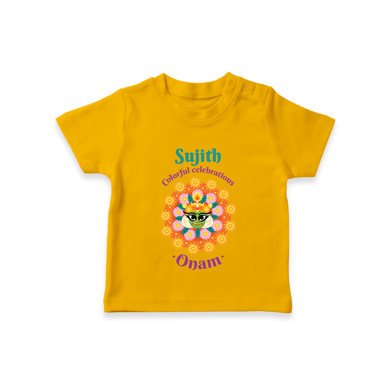 Colourful Celebration Onam - Customized TShirt For Kids - CHROME YELLOW - 0-5 Months Old (Chest 17")