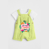 Onam Vibes - Customized Dungaree Set For Kids - PASTEL GREEN - 0 - 5 Months Old (Chest 17")