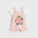 Onam Vibes - Customized Dungaree Set For Kids - PEACH - 0 - 5 Months Old (Chest 17")