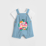 Onam Vibes - Customized Dungaree Set For Kids - SKY BLUE - 0 - 5 Months Old (Chest 17")