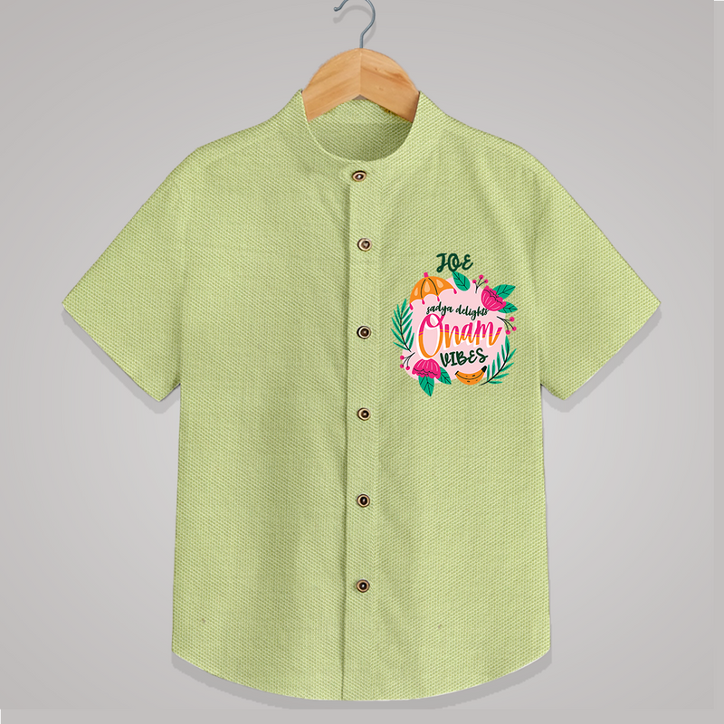 Onam Vibes - Customized Shirt For Kids - PASTEL GREEN - 0 - 6 Months Old (Chest 23")