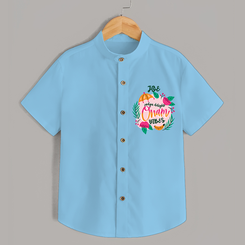 Onam Vibes - Customized Shirt For Kids - SKY BLUE - 0 - 6 Months Old (Chest 23")