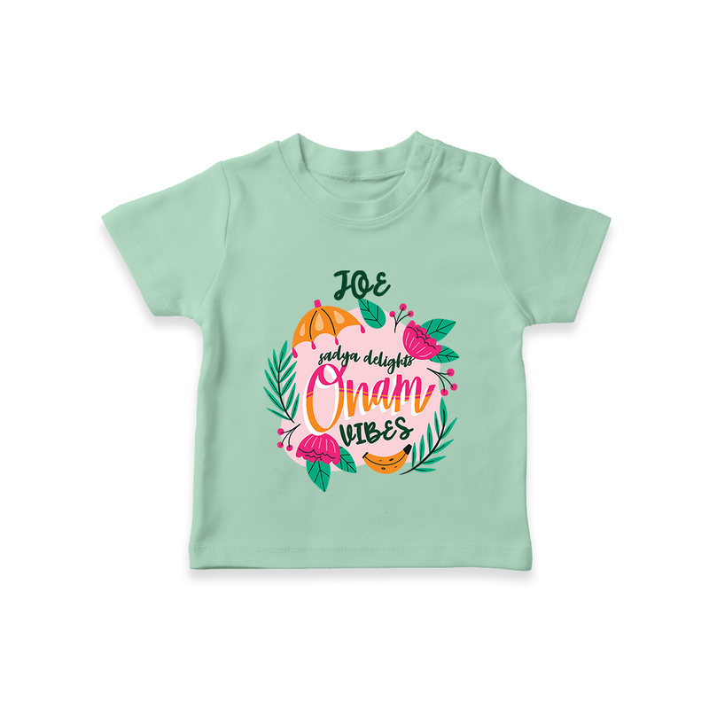 Onam Vibes - Customized TShirt For Kids - MINT GREEN - 0-5 Months Old (Chest 17")